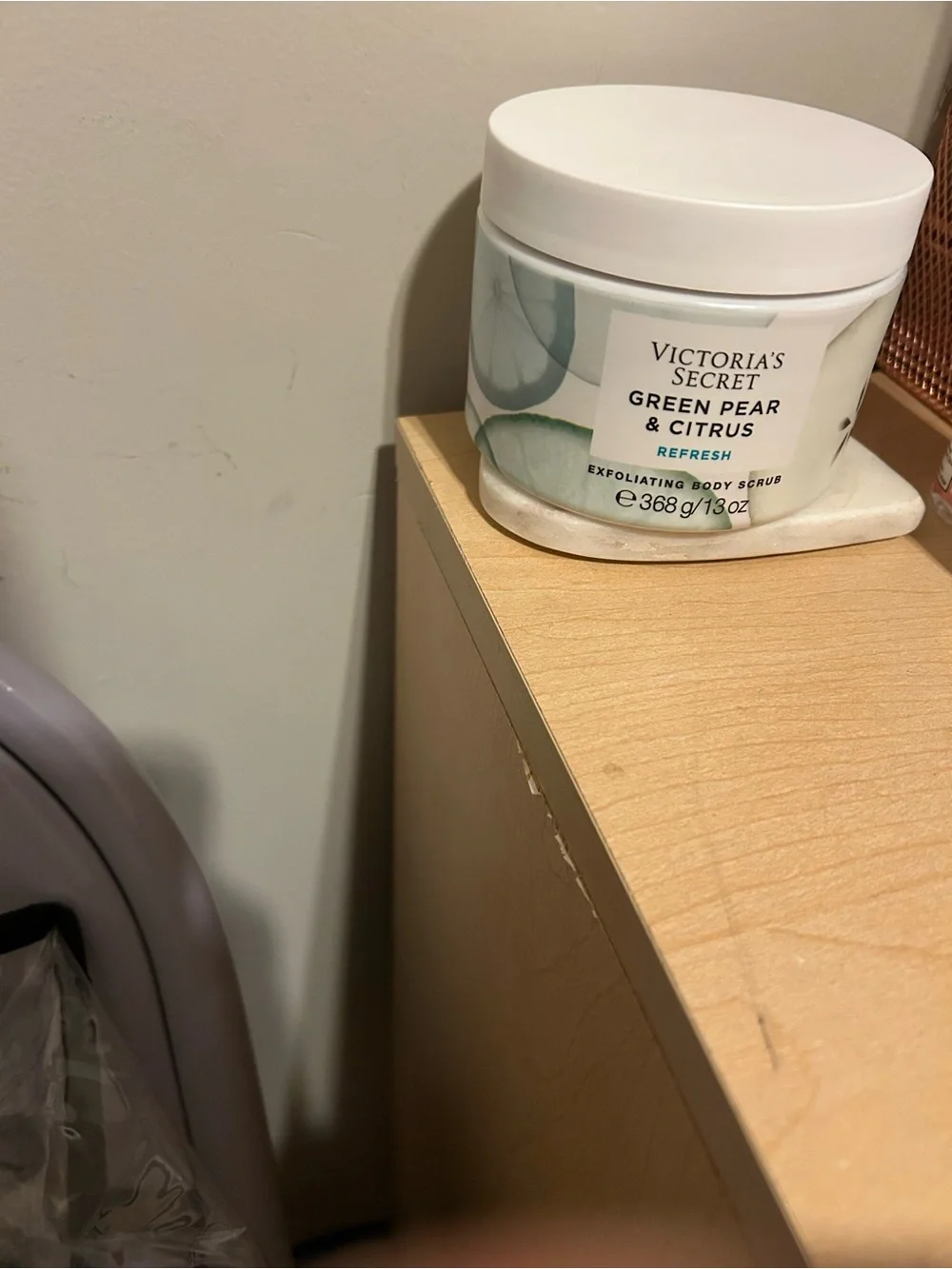 Victoria's Secret Green Pear & Citrus Body Scrub - White & Mint Green Jar
